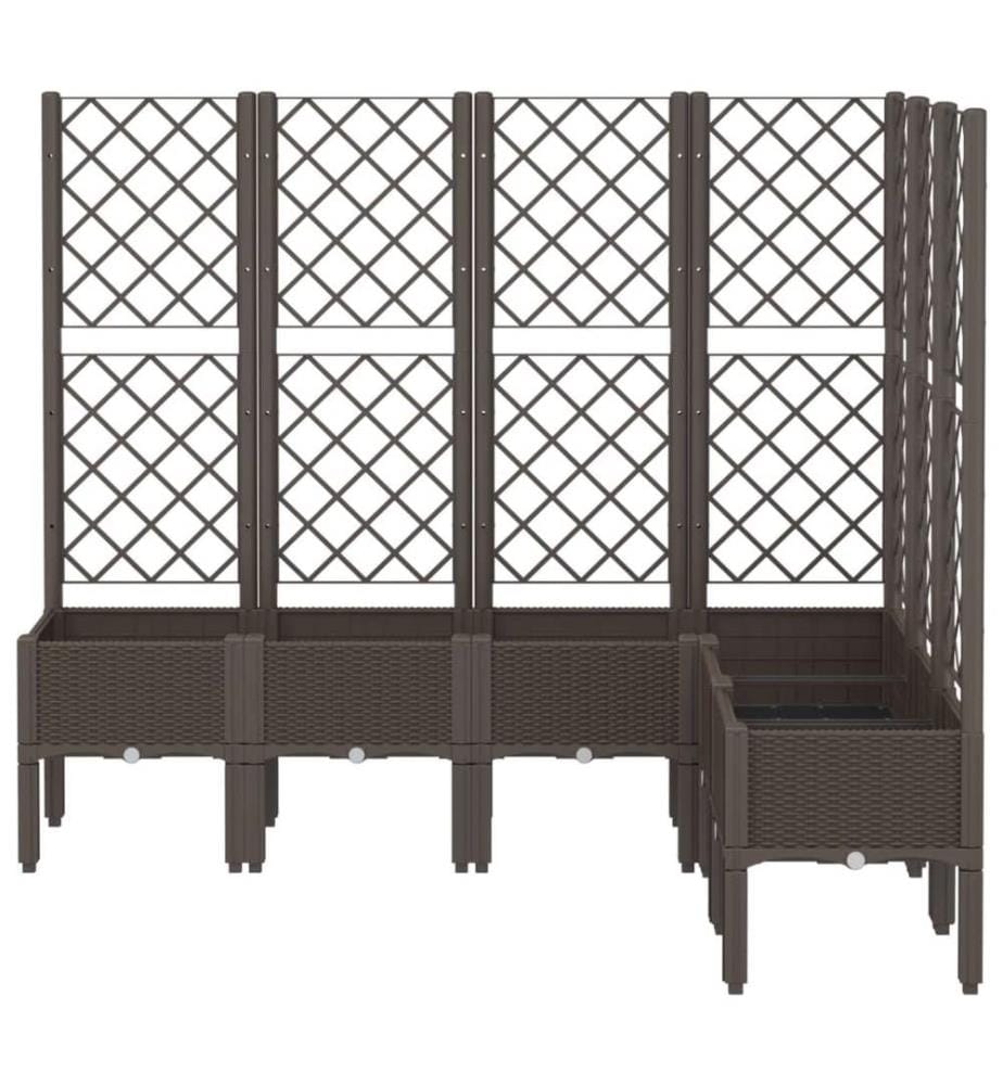 Jardinière avec treillis marron 160x120x142 cm PP
