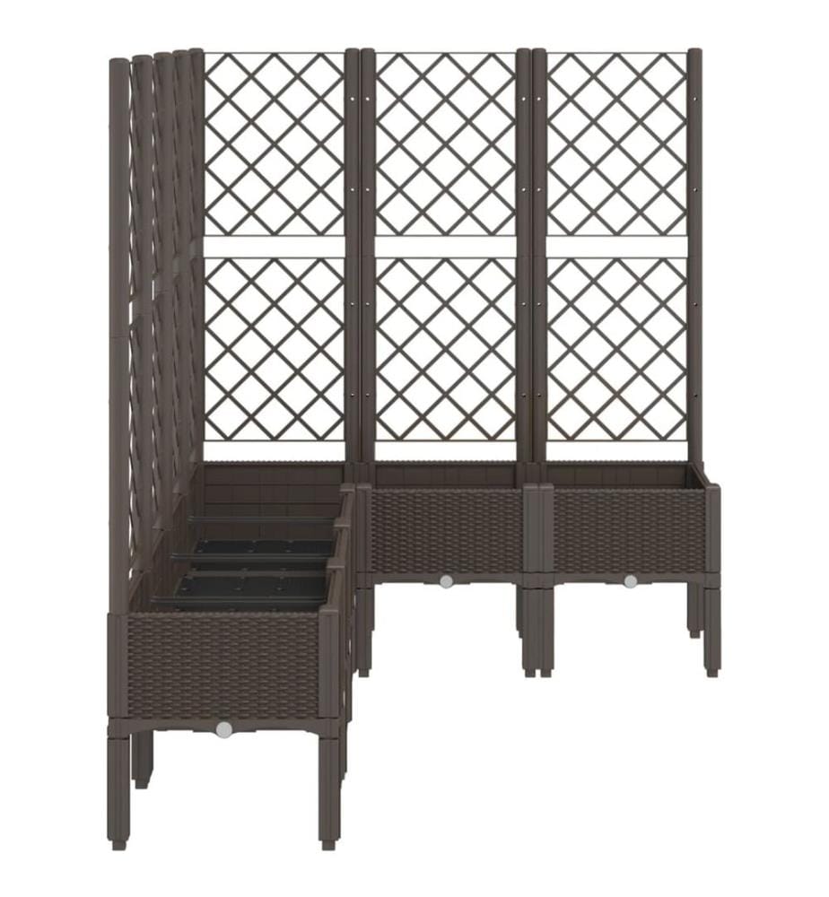 Jardinière avec treillis marron 160x120x142 cm PP