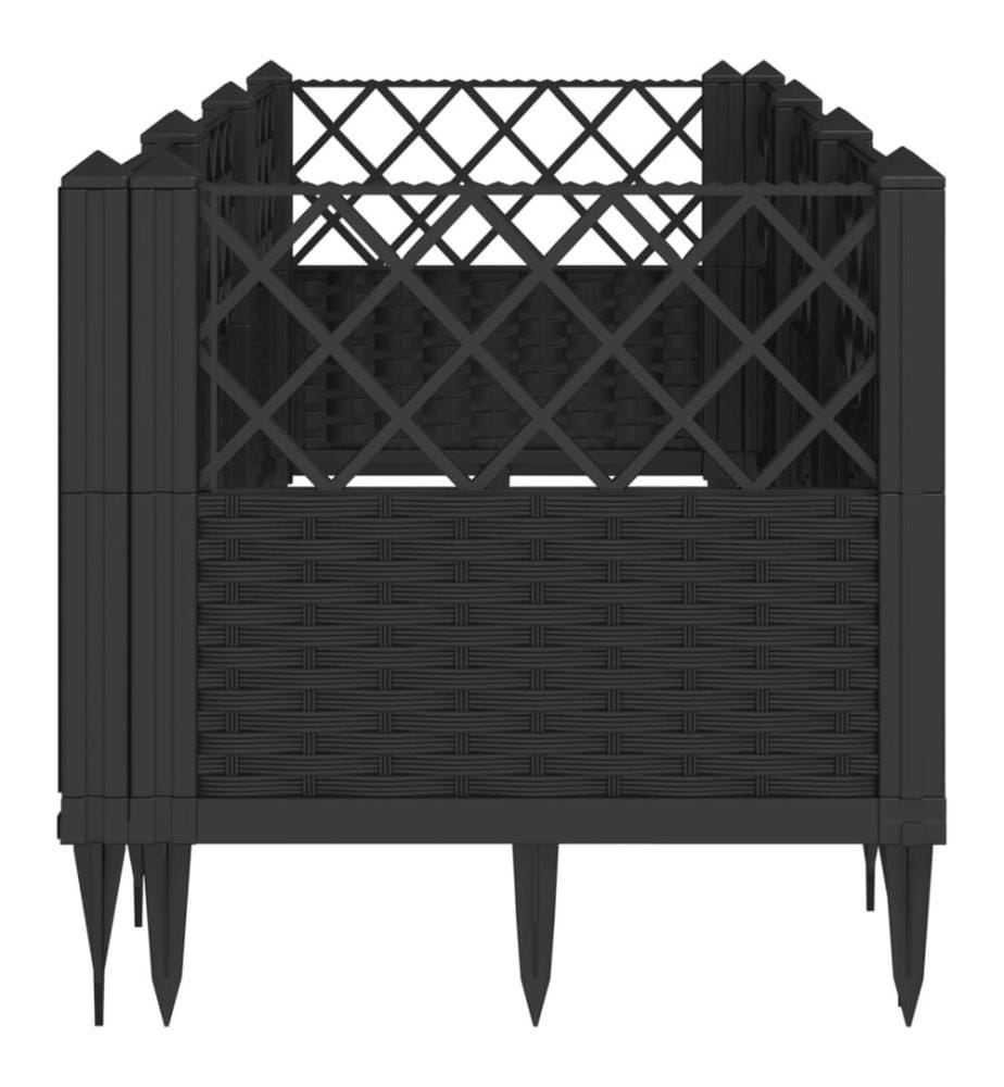 Pflanzkasten mit Erdspiessen Schwarz 123,5x43,5x43,5 cm PP