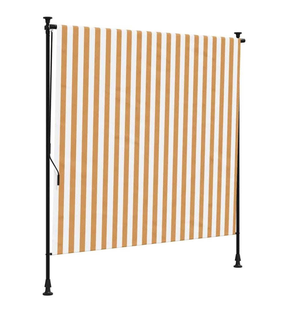 Aussenrollo Orange und Weiss 150x270 cm Stoff und Stahl