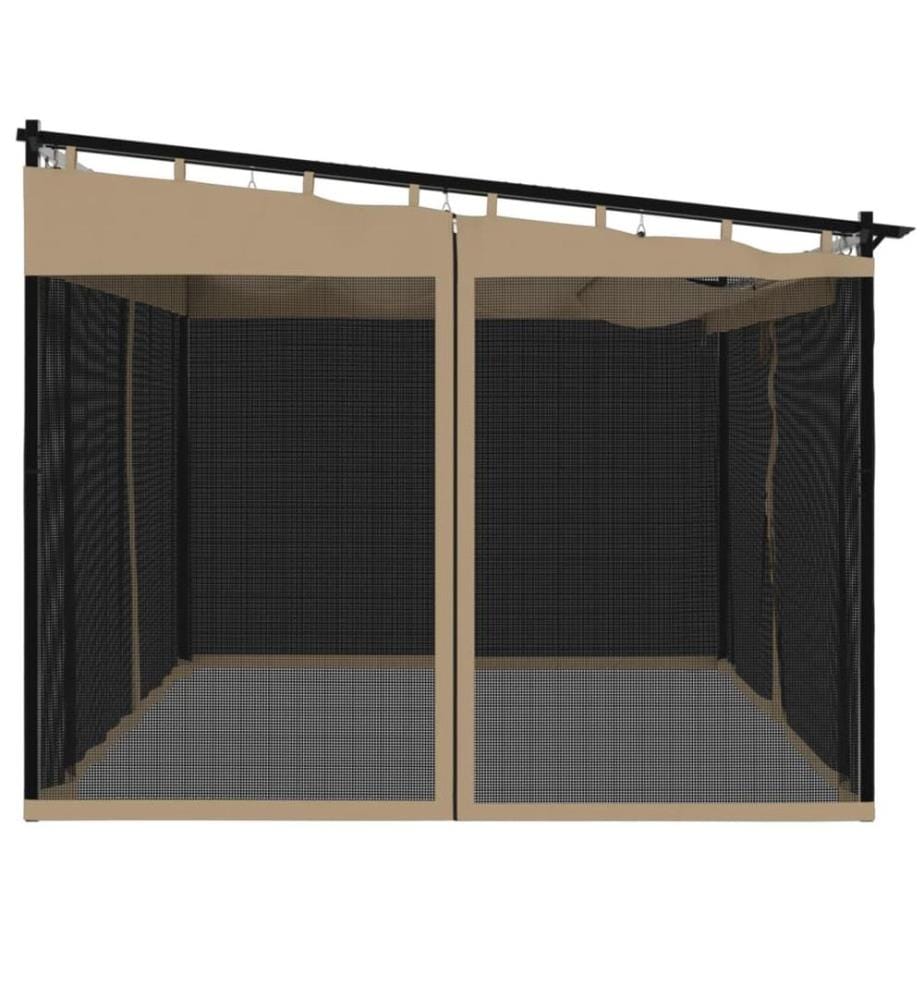 Tonnelle avec parois en filet taupe 4x3 m acier