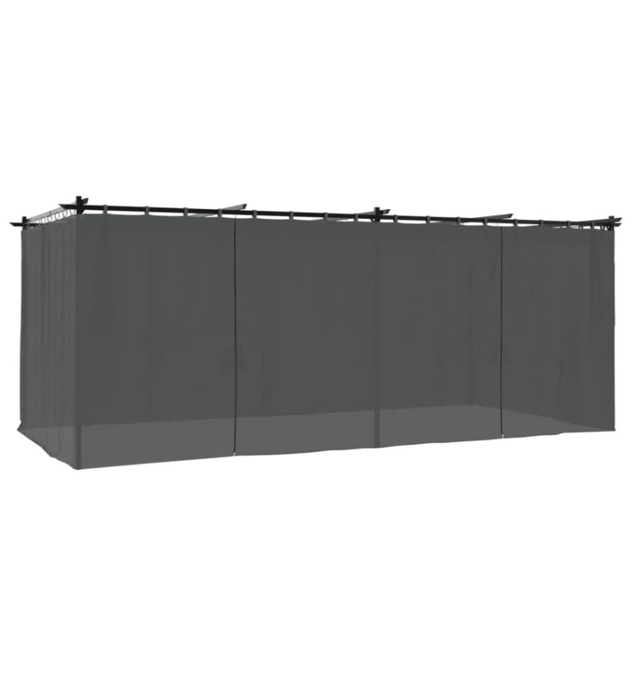 Pavillon mit Vorhängen Anthrazit 6x3 m Stahl