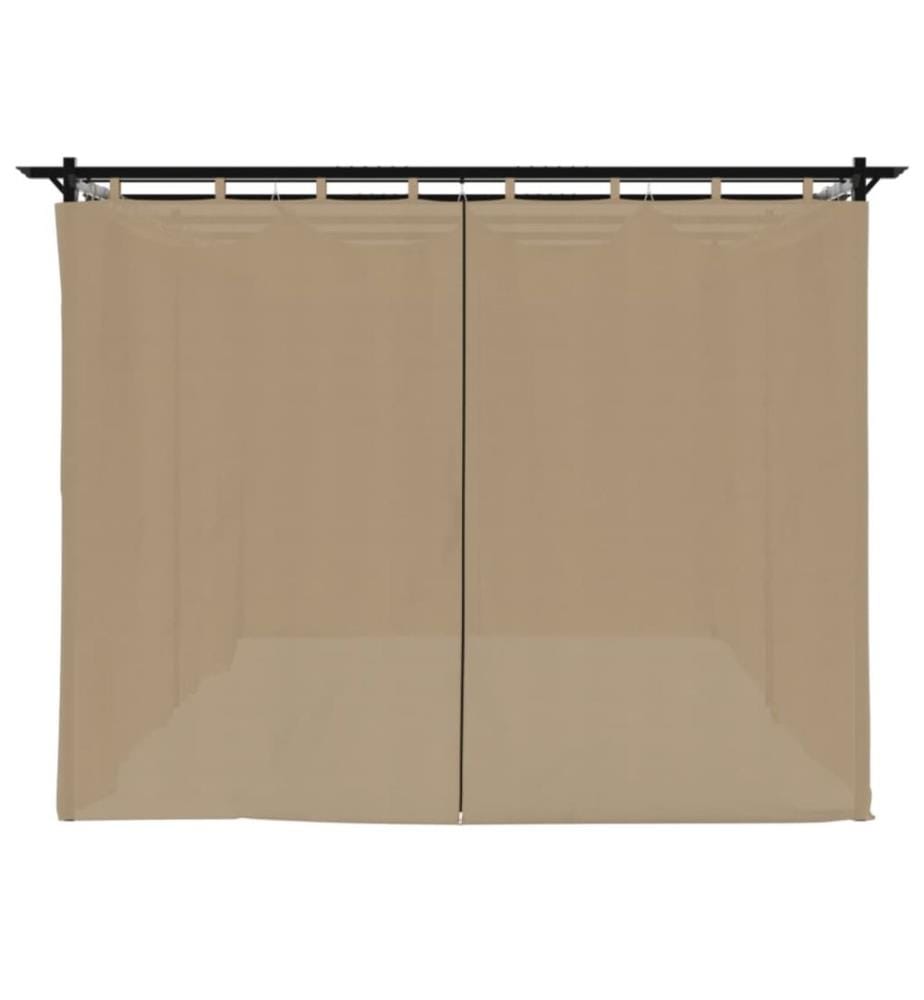 Pavillon mit Vorhängen Taupe 6x3 m Stahl