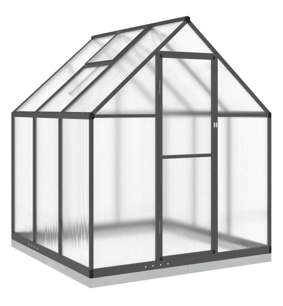 Gewächshaus mit Fundamentrahmen Anthrazit 169x169x202 cm Alu