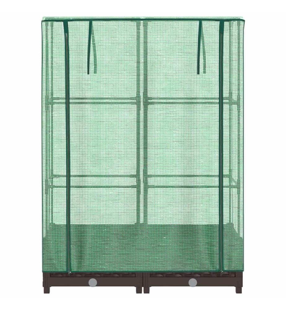 Hochbeet mit Gewächshaus-Aufsatz Rattan-Optik 80x40x123 cm