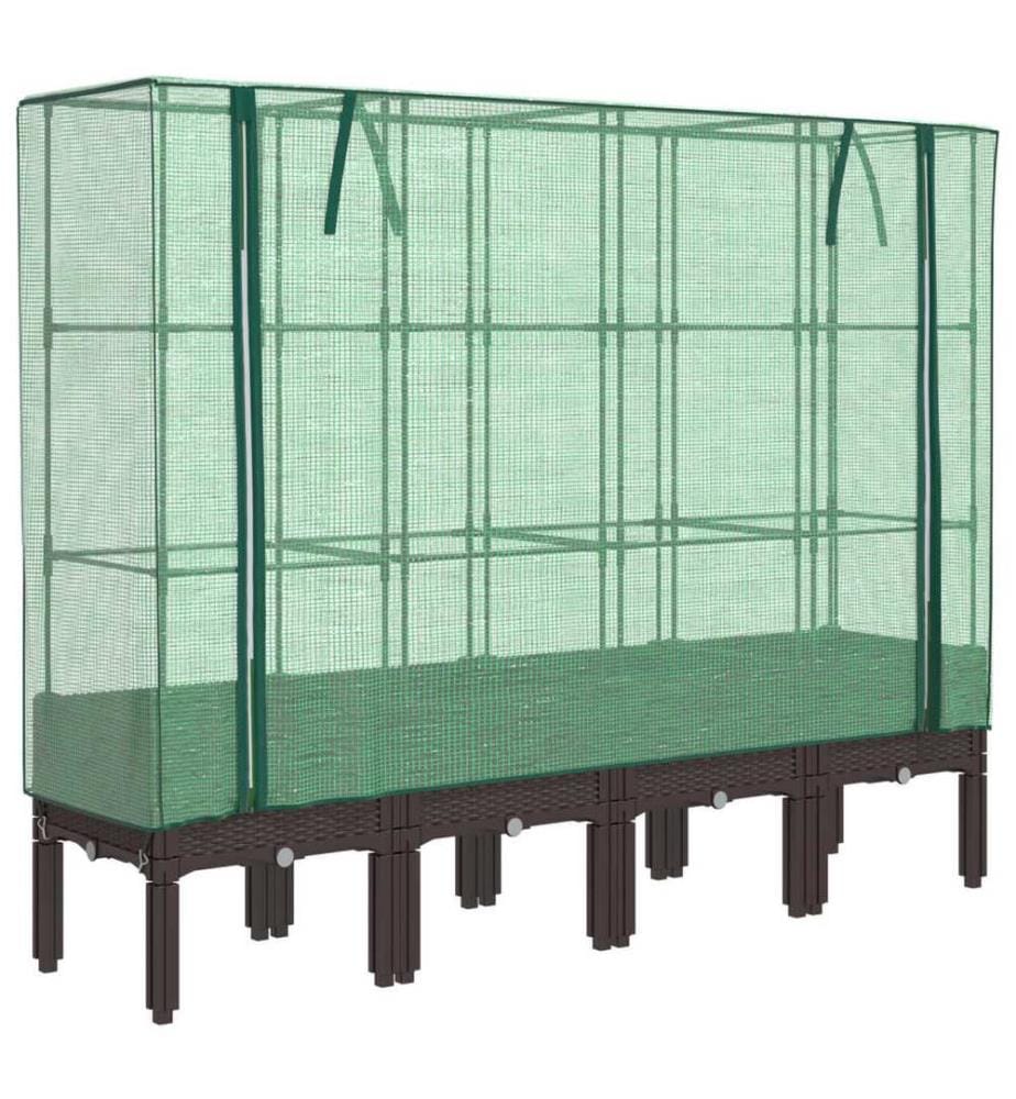Hochbeet mit Gewächshaus-Aufsatz Rattan-Optik 160x40x140 cm