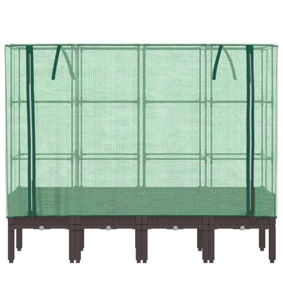 Hochbeet mit Gewächshaus-Aufsatz Rattan-Optik 160x40x140 cm