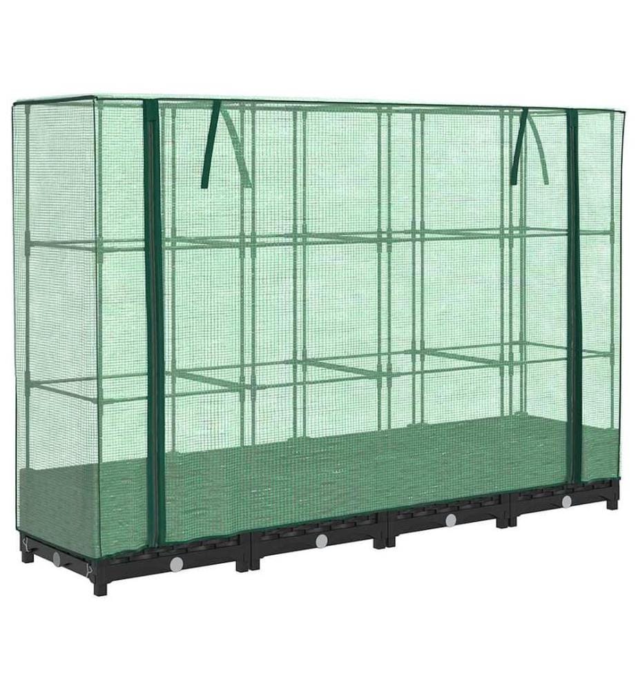 Lit surélevé avec housse de serre aspect rotin 160 x 40 x 123 cm