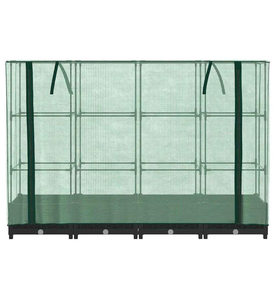 Lit surélevé avec housse de serre aspect rotin 160 x 40 x 123 cm