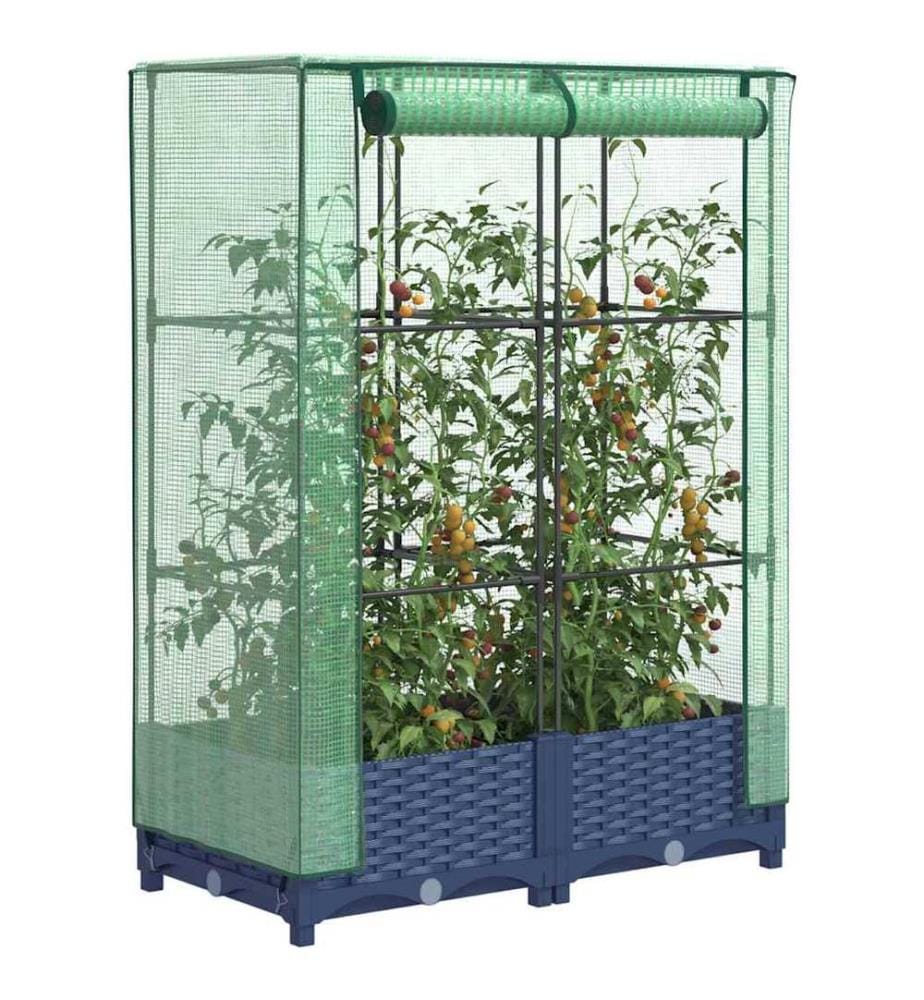 Hochbeet mit Gewächshaus-Aufsatz Rattan-Optik 80x40x123 cm