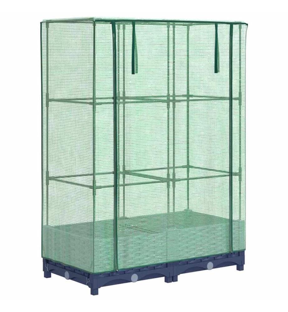 Hochbeet mit Gewächshaus-Aufsatz Rattan-Optik 80x40x123 cm
