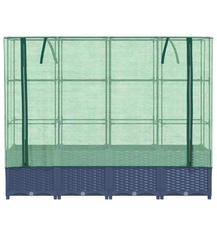 Lit surélevé avec housse de serre aspect rotin 160 x 40 x 138 cm