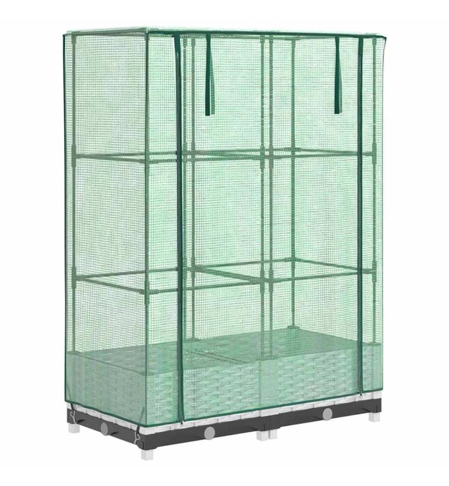 Hochbeet mit Gewächshaus-Aufsatz Rattan-Optik 80x40x123 cm