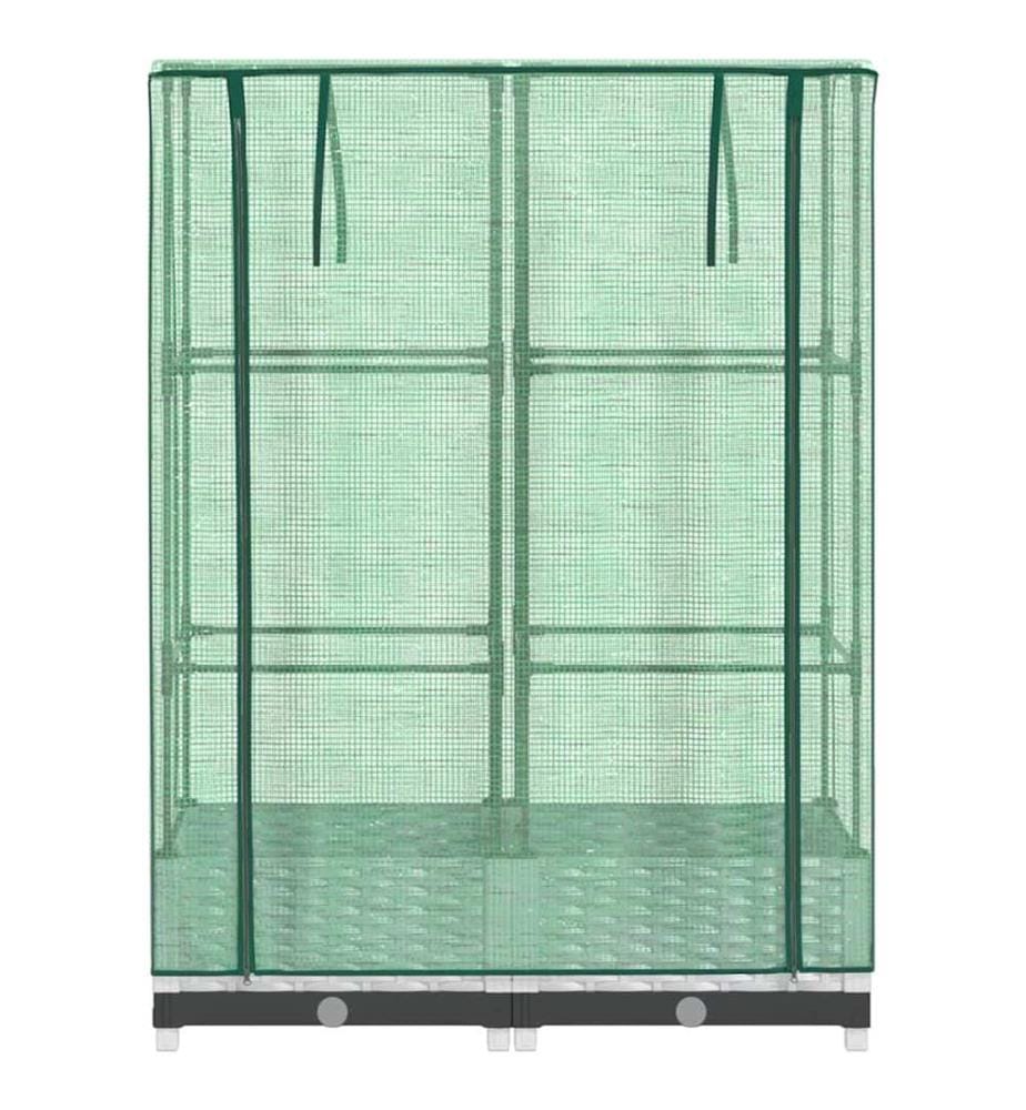 Hochbeet mit Gewächshaus-Aufsatz Rattan-Optik 80x40x123 cm