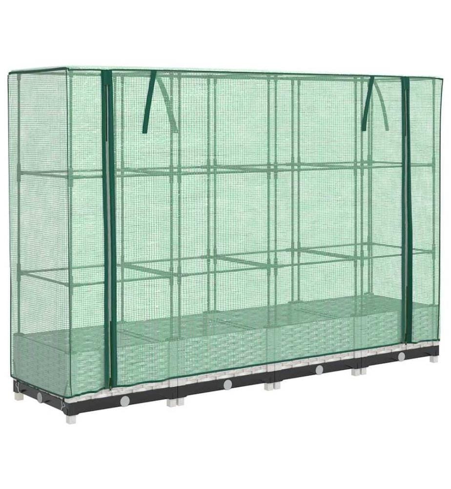 Hochbeet mit Gewächshaus-Aufsatz Rattan-Optik 160x40x123 cm
