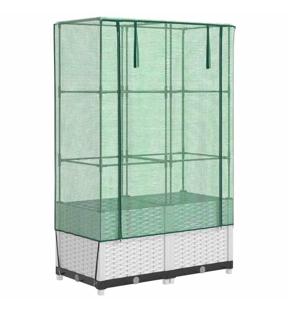 Hochbeet mit Gewächshaus-Aufsatz Rattan-Optik 80x40x138 cm