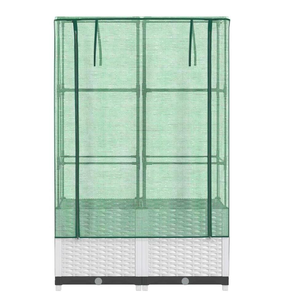 Hochbeet mit Gewächshaus-Aufsatz Rattan-Optik 80x40x138 cm