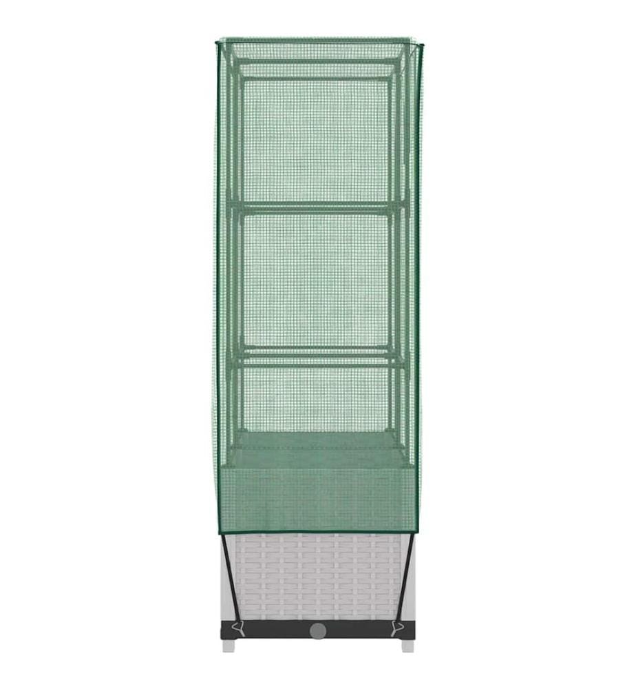 Hochbeet mit Gewächshaus-Aufsatz Rattan-Optik 80x40x138 cm