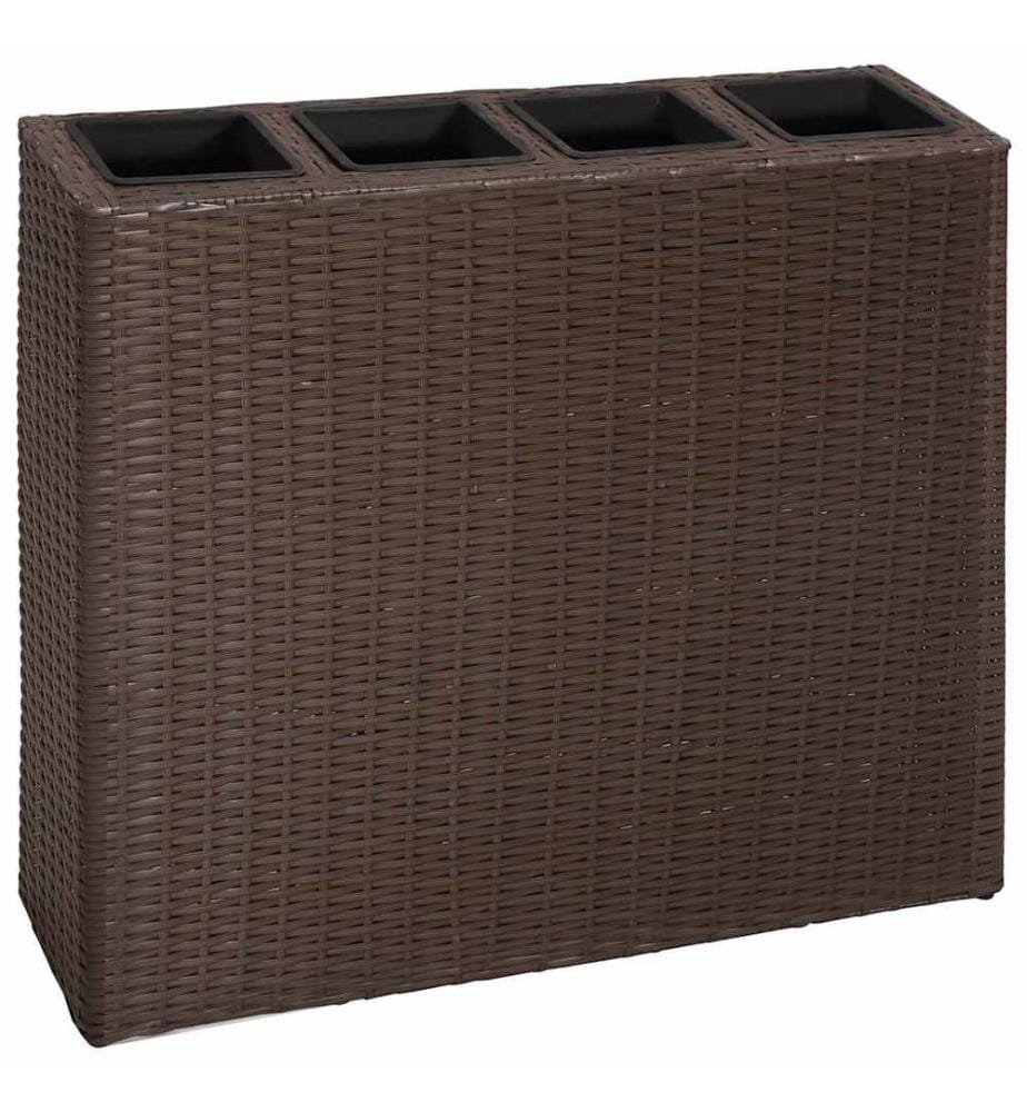 Garten-Hochbeet mit 4 Töpfen Poly Rattan Braun