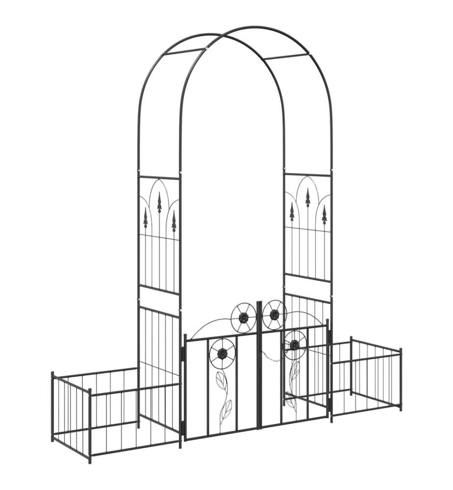 Arche de jardin avec verrouillage Noir 203 x 50 x 218 cm