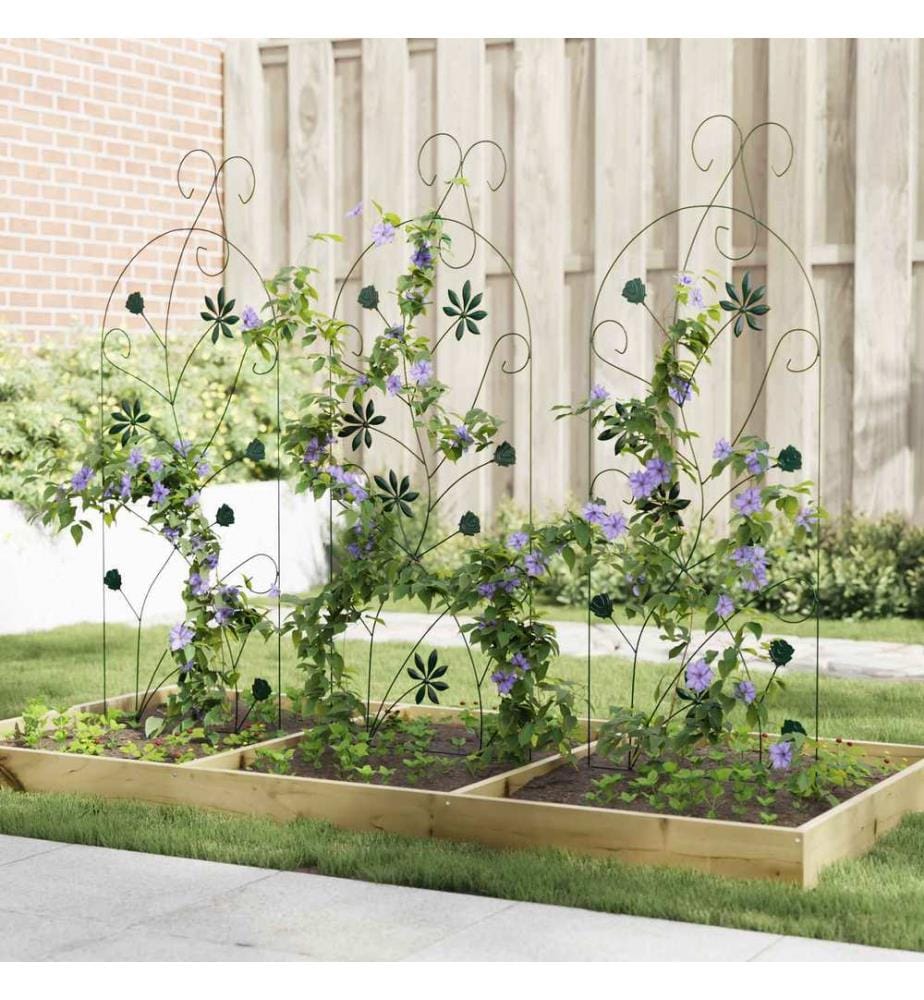 Clôture de jardin 3 pcs Vert 112 x 39,5 cm Acier