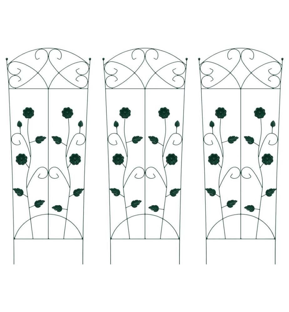Clôture de jardin 3 pcs Vert 110,5 x 42,5 cm Acier