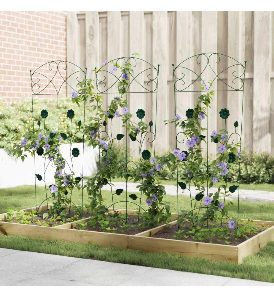 Clôture de jardin 3 pcs Vert 110,5 x 42,5 cm Acier