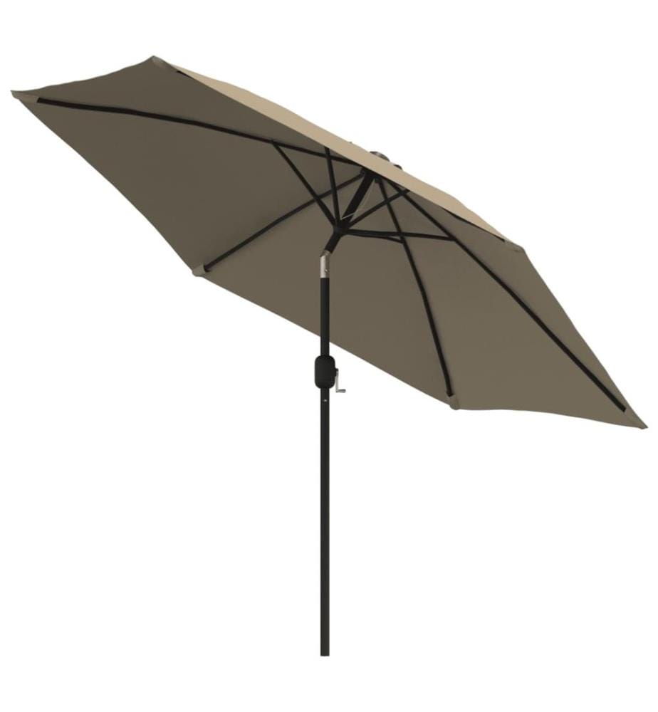 Parasol d'extérieur avec LED et mât en acier 300 cm Taupe