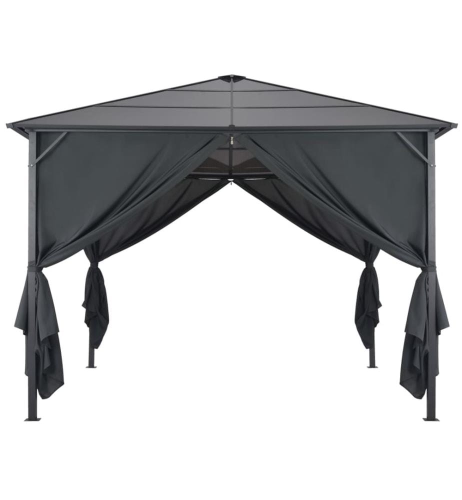 Tonnelle avec rideau Aluminium 3x3 m Noir