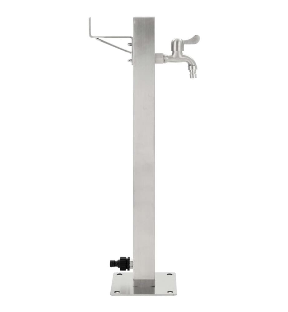 Garten-Wassersäule Edelstahl Quadratisch 65 cm