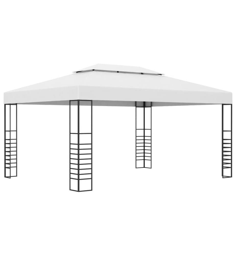 Gartenpavillon Pulverbeschichteter Stahl 4x3x2,7 m Weiss