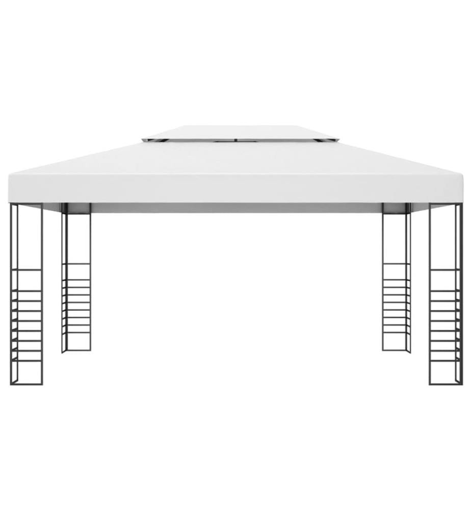 Gartenpavillon Pulverbeschichteter Stahl 4x3x2,7 m Weiss