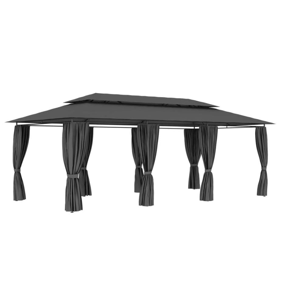Pavillon mit Vorhängen 600x298x270 cm Anthrazit