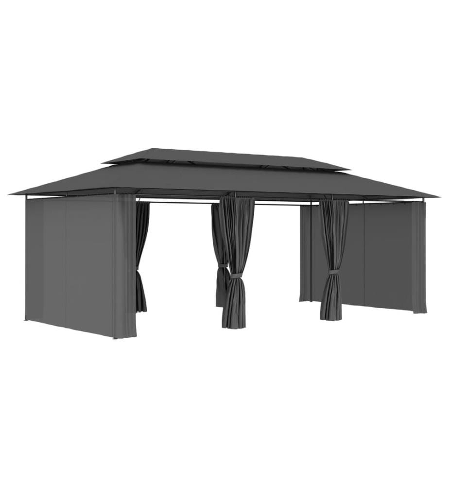 Pavillon mit Vorhängen 600x298x270 cm Anthrazit