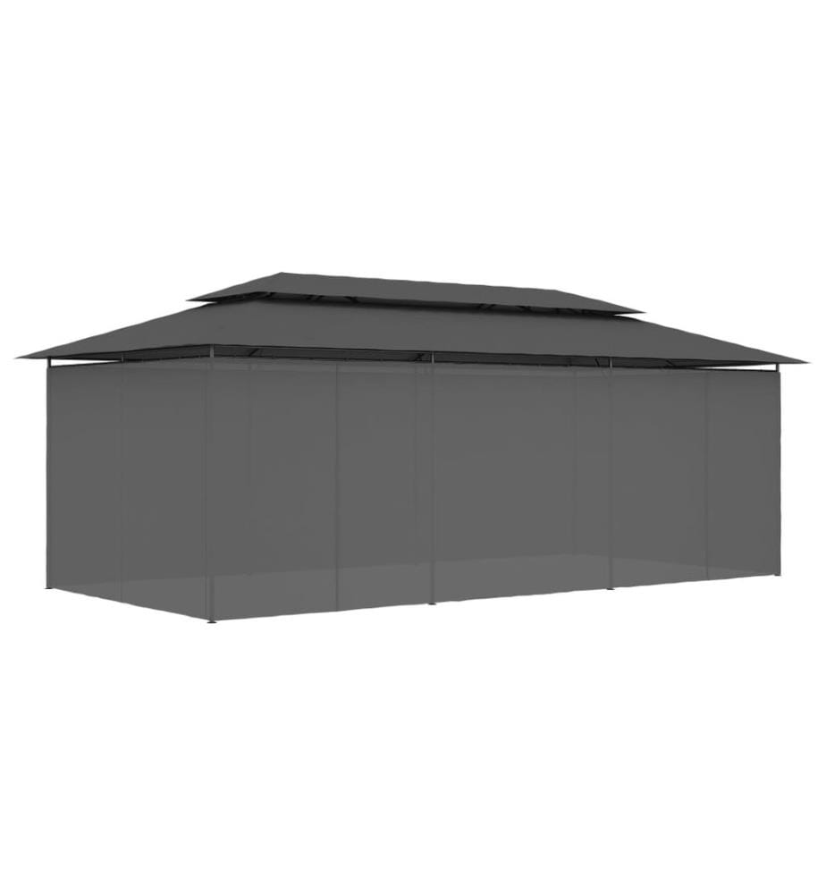Pavillon mit Vorhängen 600x298x270 cm Anthrazit