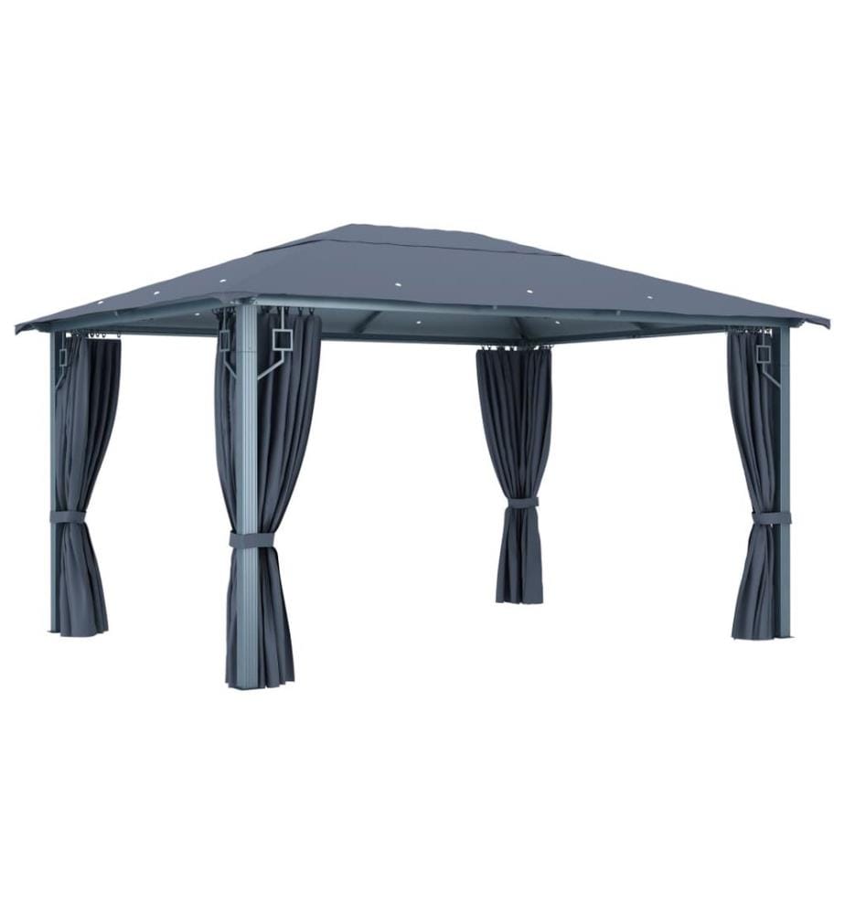 Pavillon mit Vorhängen 400×300 cm Anthrazit Aluminium