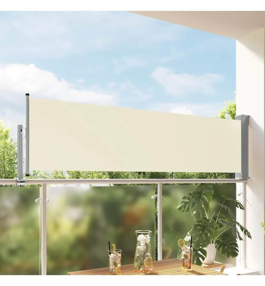 Auvent latéral rétractable de patio 80x300 cm Crème
