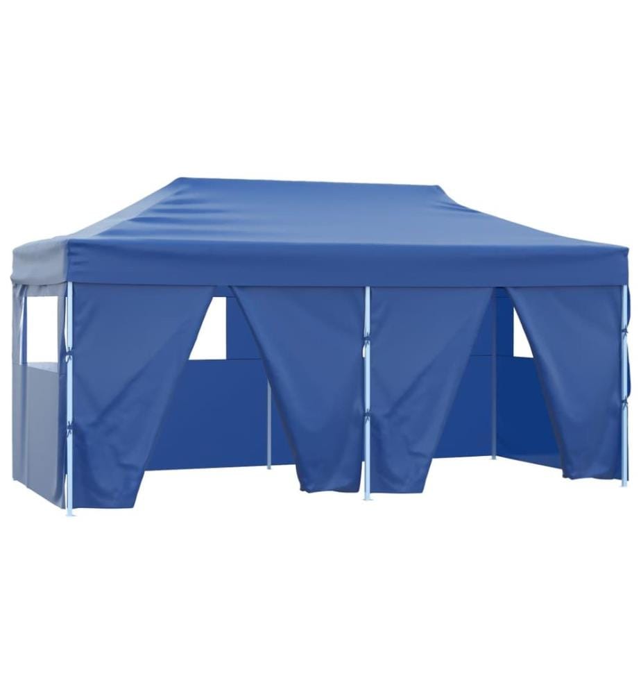Profi-Partyzelt Faltbar mit 4 Seitenwänden 3×6m Stahl Blau