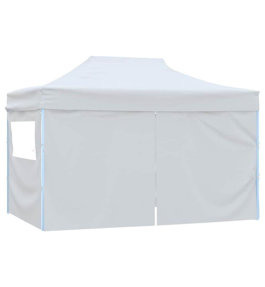 Tente de réception pliable avec 4 parois 280x410x315 cm Acier Blanc