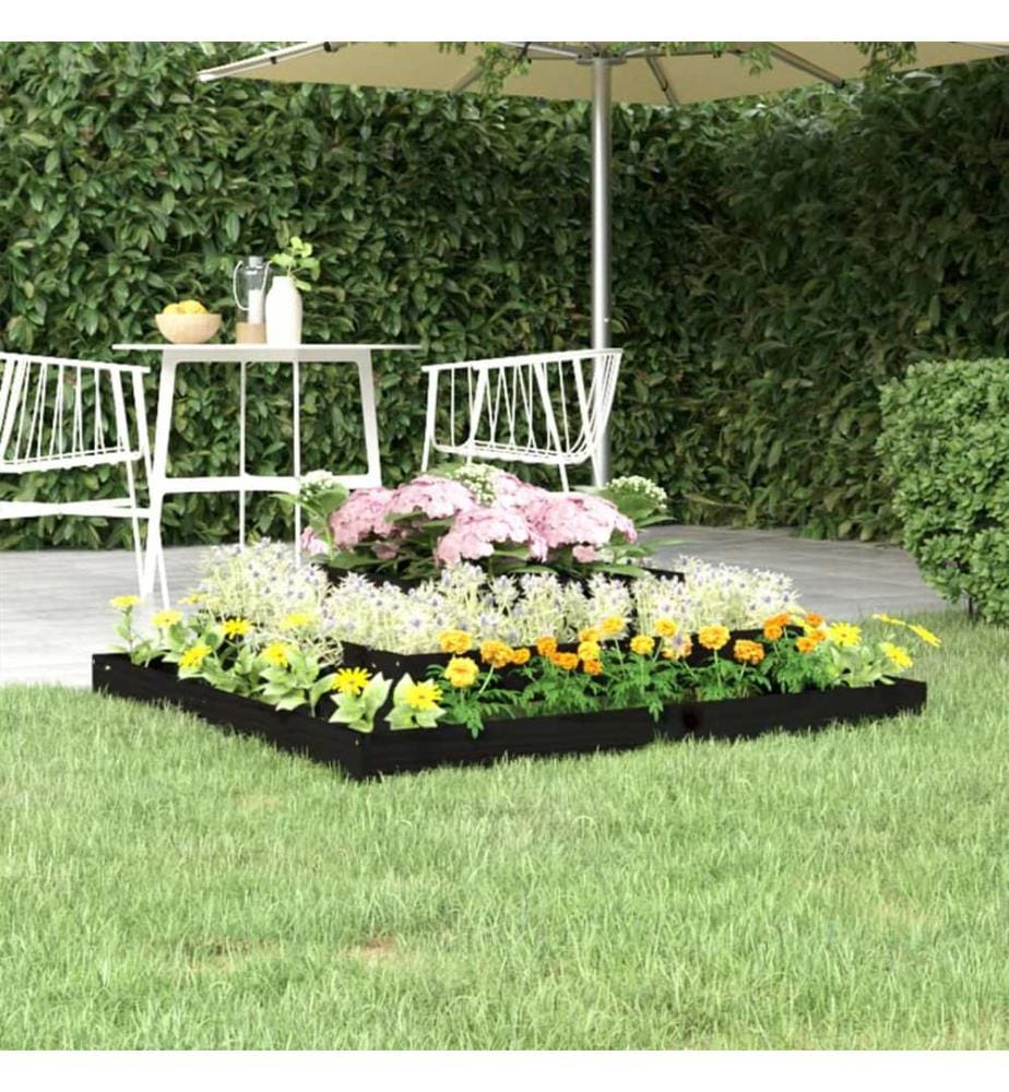 Jardinière Noir 110x110x27 cm Bois massif de pin