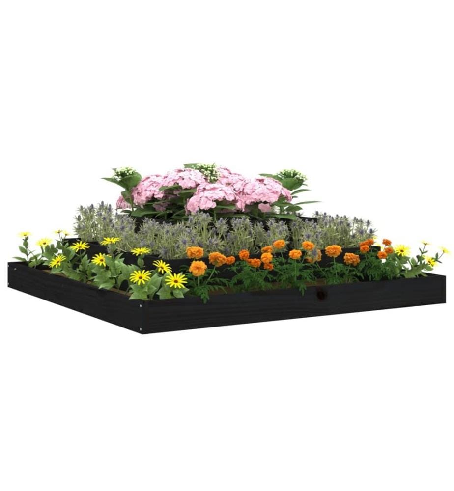 Jardinière Noir 110x110x27 cm Bois massif de pin