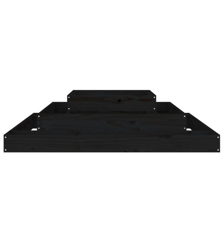 Jardinière Noir 110x110x27 cm Bois massif de pin
