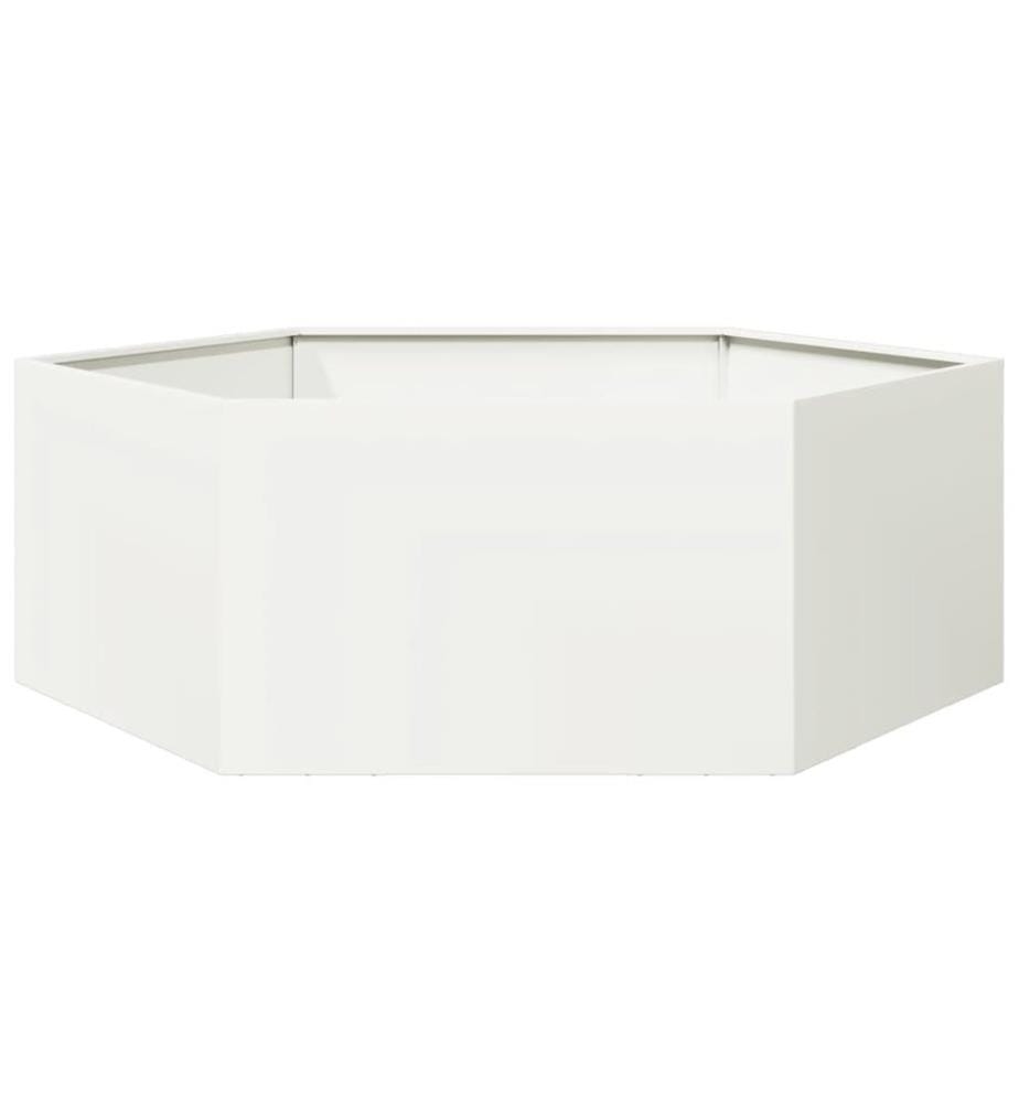 Jardinière blanc hexagone 138x120x45 cm acier