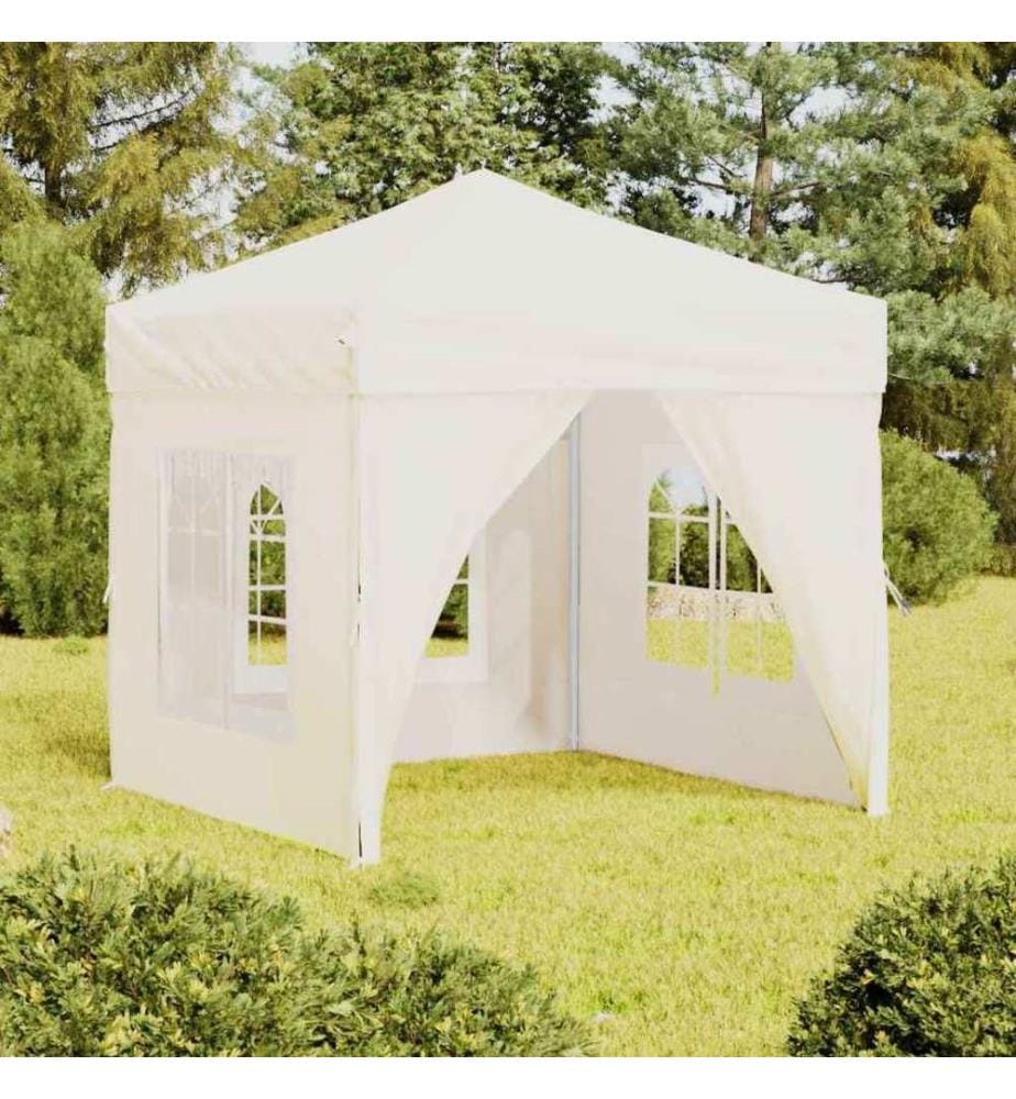Partyzelt Faltbar mit Seitenwänden Creme 2x2 m
