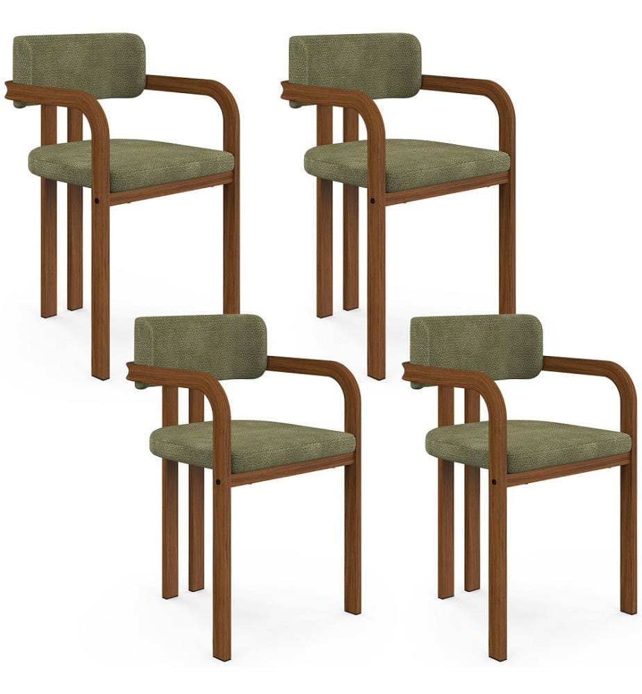 Lot de 4 chaises Elsa avec accoudoirs - Vert