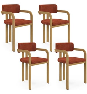 Lot de 4 chaises Elsa avec accoudoirs - Terracotta