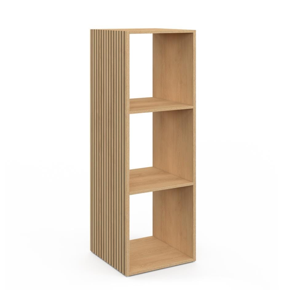 Meuble de rangement cube Faustine 3 case effet lattes