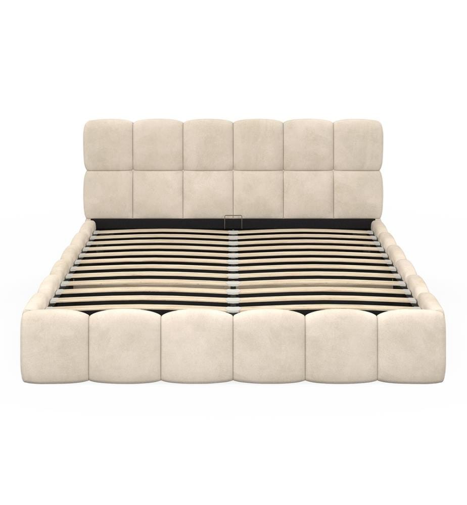Lit coffre Bubble avec sommier et tête de lit 160x200m - Beige