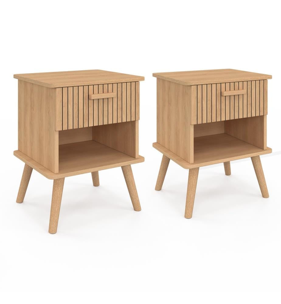 Lot de 2 Tables de chevet Albane avec 1 tiroir et 1 niche