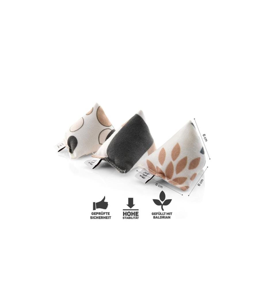 CANADIANCAT - Jouet à la valériane Mini-pyramides, Set de 3 pièces, beige